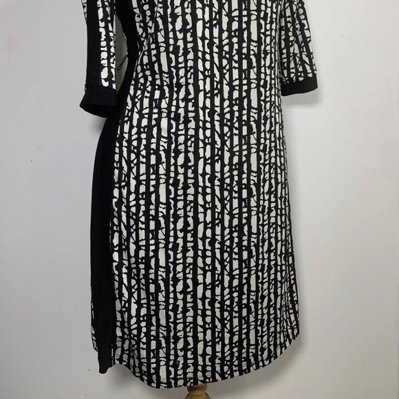 Emma & Michele Shift Dress Black & White Patterned 3/4 Sleeve US Med UK 12-14 - Picture 12 of 13